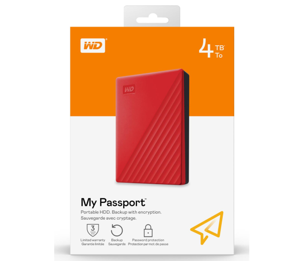 WD My Passport 4TB Red Worldwide WDBPKJ0040BRD-WESN - 530409 - zdjęcie 6